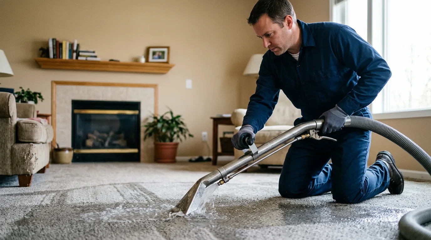 Water damage restoration technician working near Alum Creek, WV